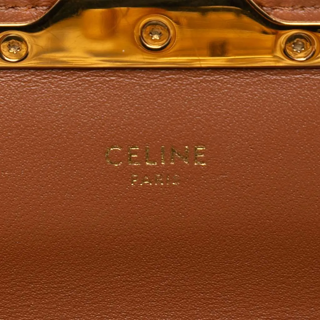 Celine Calfskin Leopard Print Claude Chain Shoulder Bag Brown Leather Very good - Box View