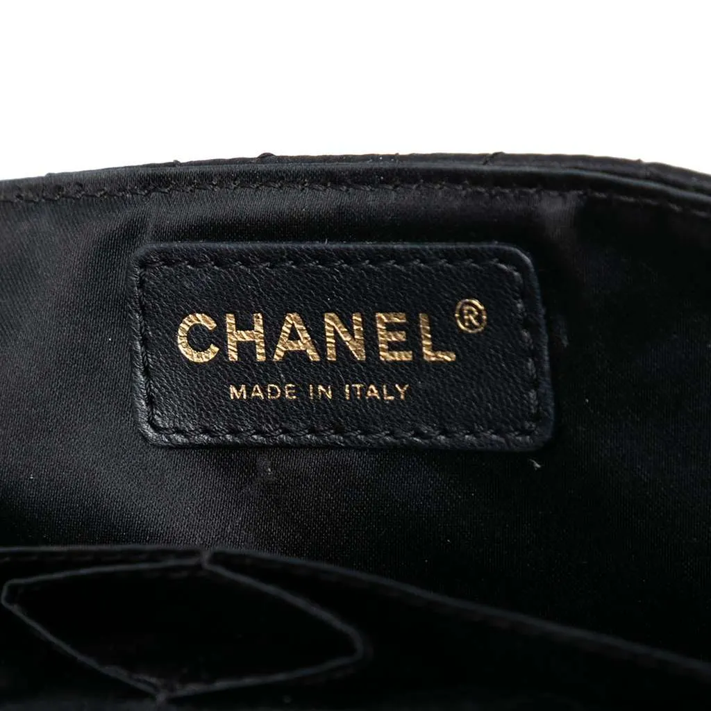 Chanel Quilted Satin Precious Jewel East West Flap Black Satin Very good - Box View