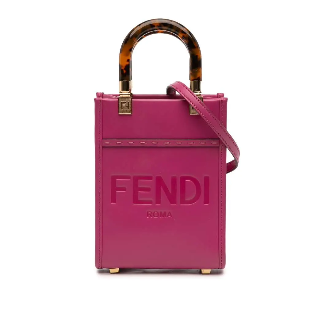 Fendi Mini Leather Sunshine Shopper Tote Pink Leather Very good - Front View