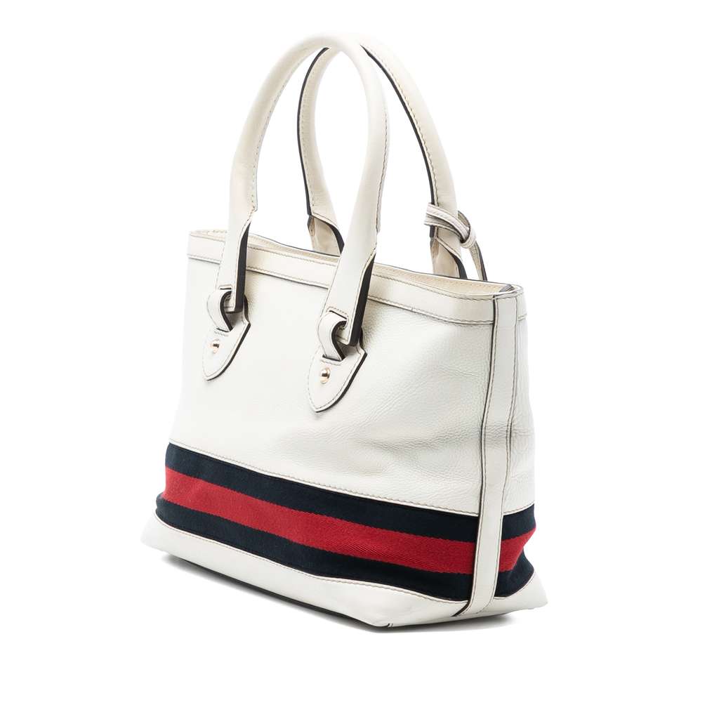 Gucci Medium Leather Web Heritage Tote - 2