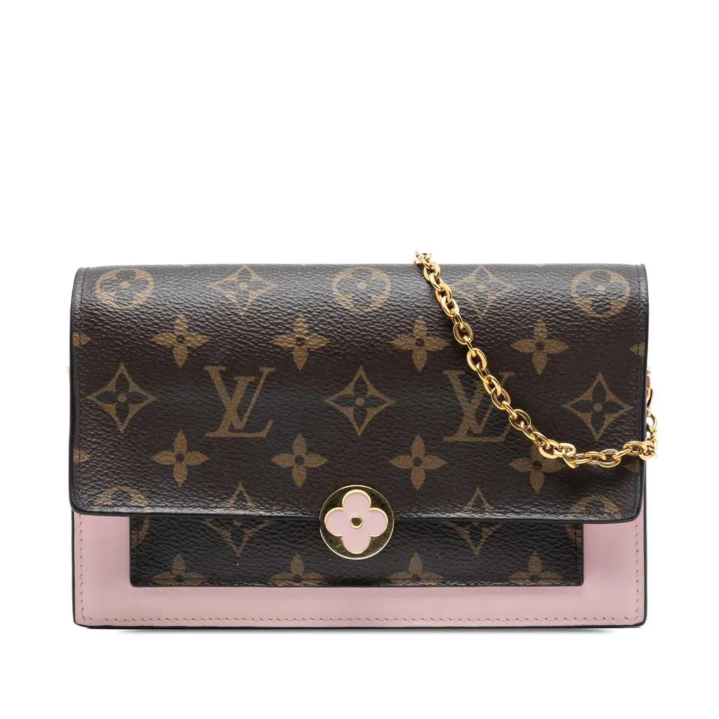 Louis Vuitton Monogram Flore Wallet On Chain Brown Very good - Front View