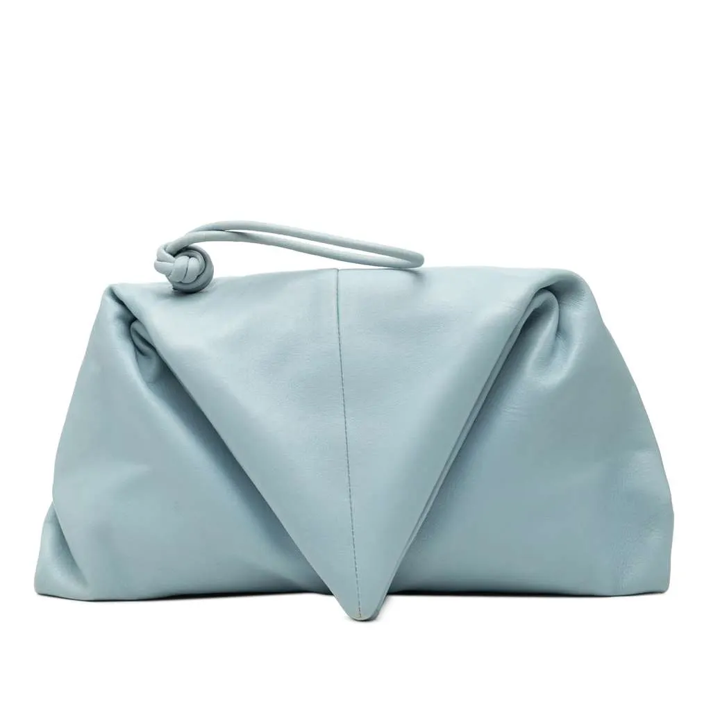 Bottega Veneta Leather BV Trine Angular Clutch Blue Leather Very good - Front View