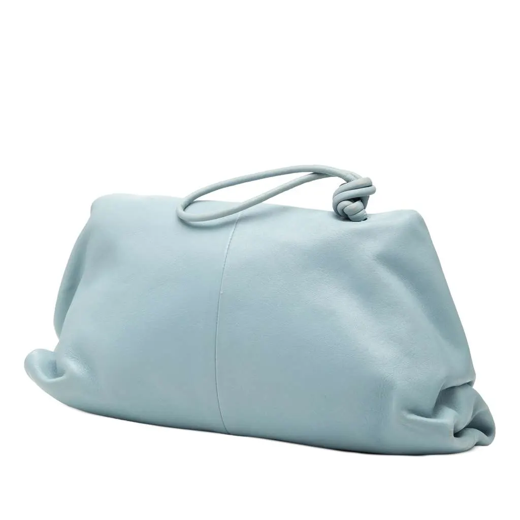 Bottega Veneta Leather BV Trine Angular Clutch Blue Leather Very good - Back View
