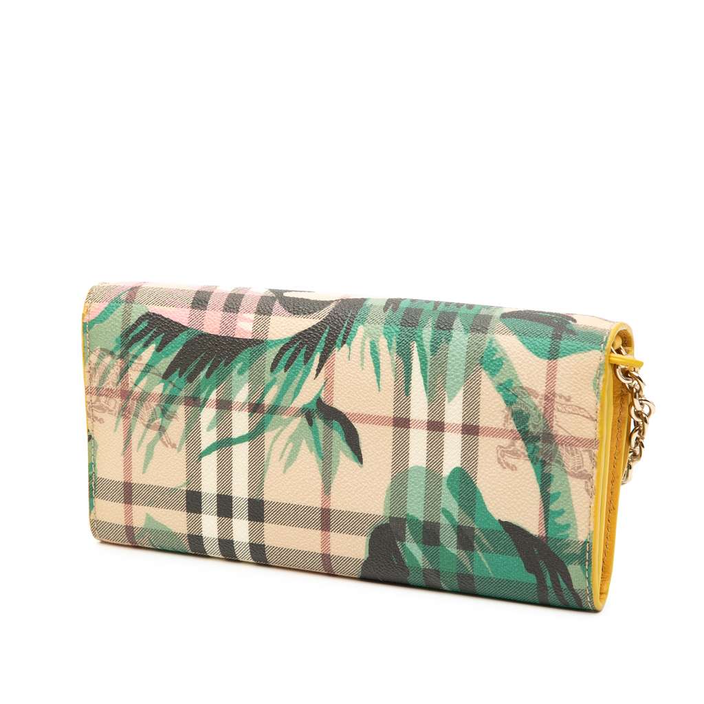 Burberry Haymarket Check Floral Coated Canvas and Leather Izzy Wallet on Chain - 2