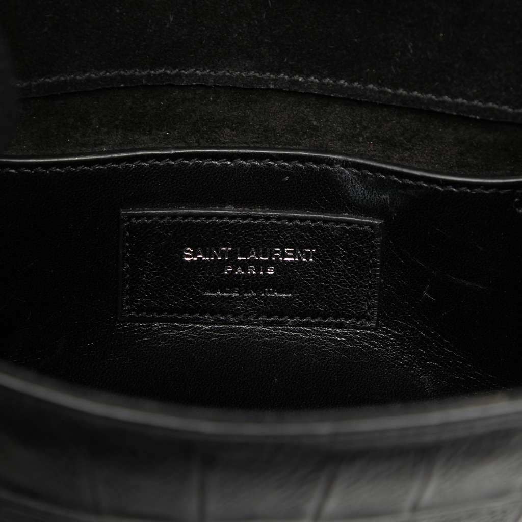 Saint Laurent Small Croc Embossed Leather Monogram Kate Tassel Crossbody - 5