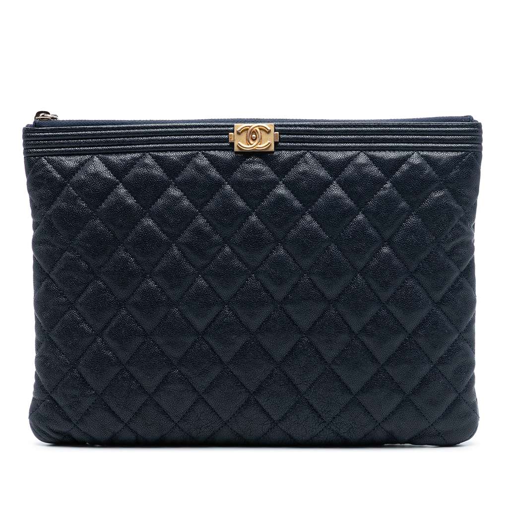 Chanel Medium Quilted Caviar Boy O Case Clutch