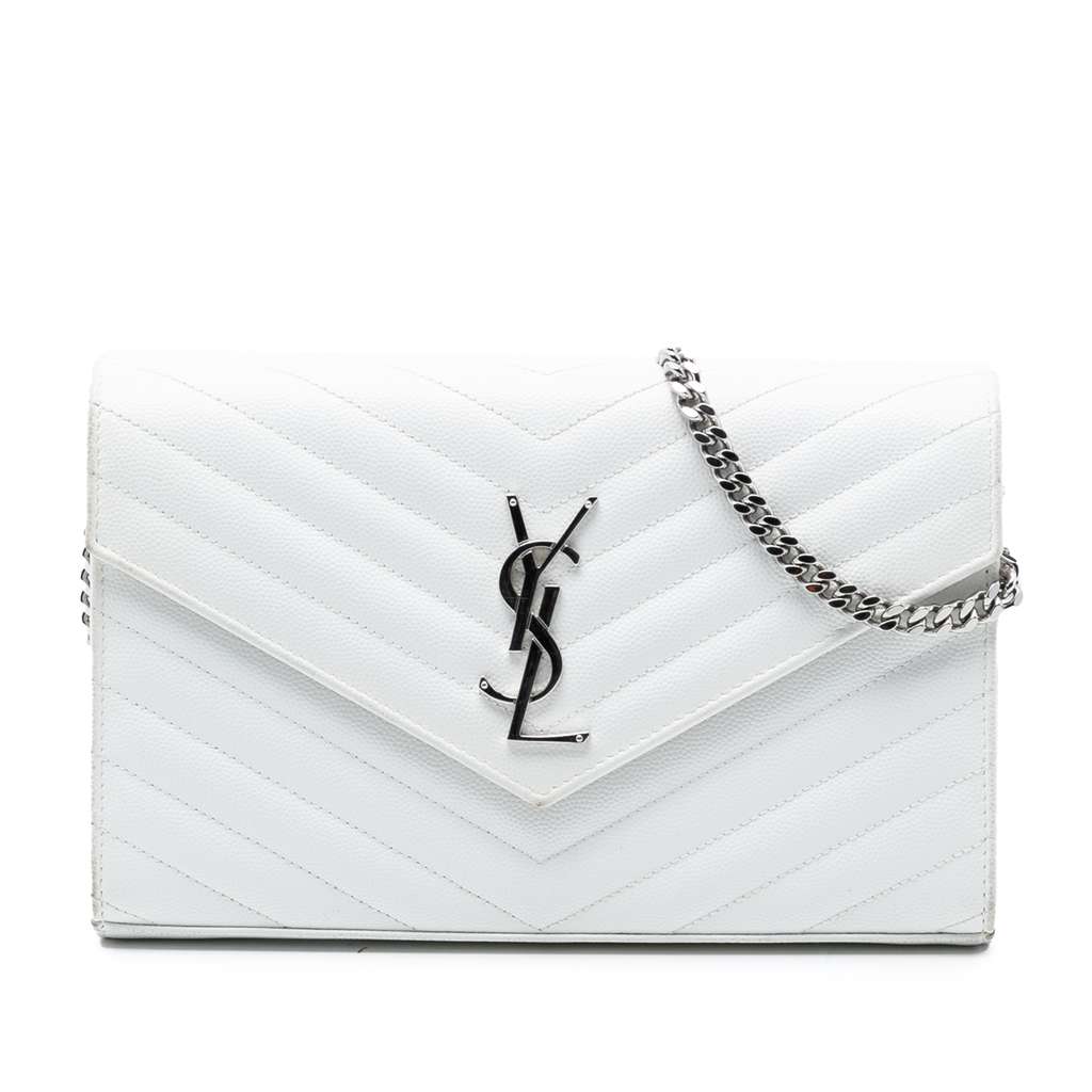 Saint Laurent Grain De Poudre Cassandre Chain Wallet