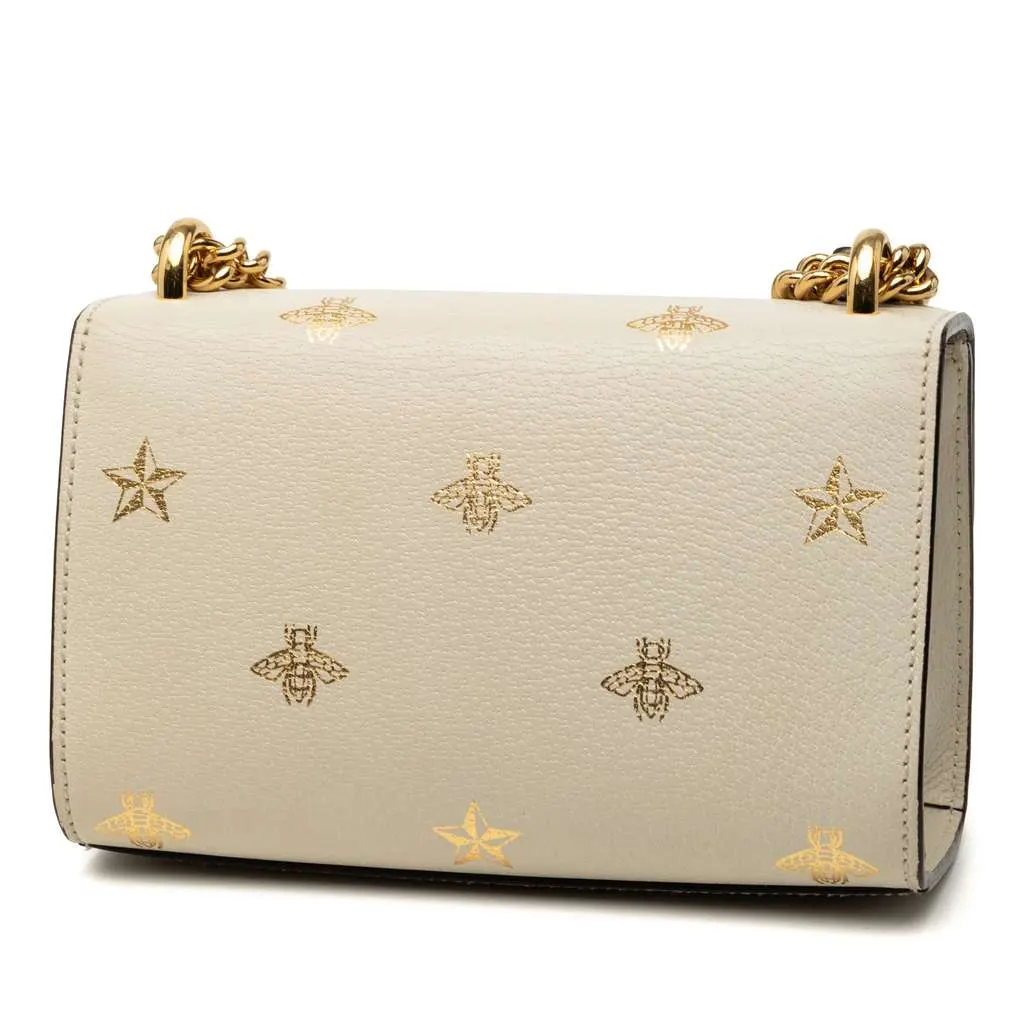 Gucci Small Leather Bee Star Padlock Crossbody White Leather Very good - Back View