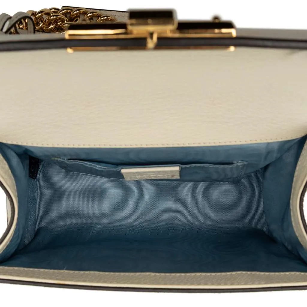 Gucci Small Leather Bee Star Padlock Crossbody White Leather Very good - Model View