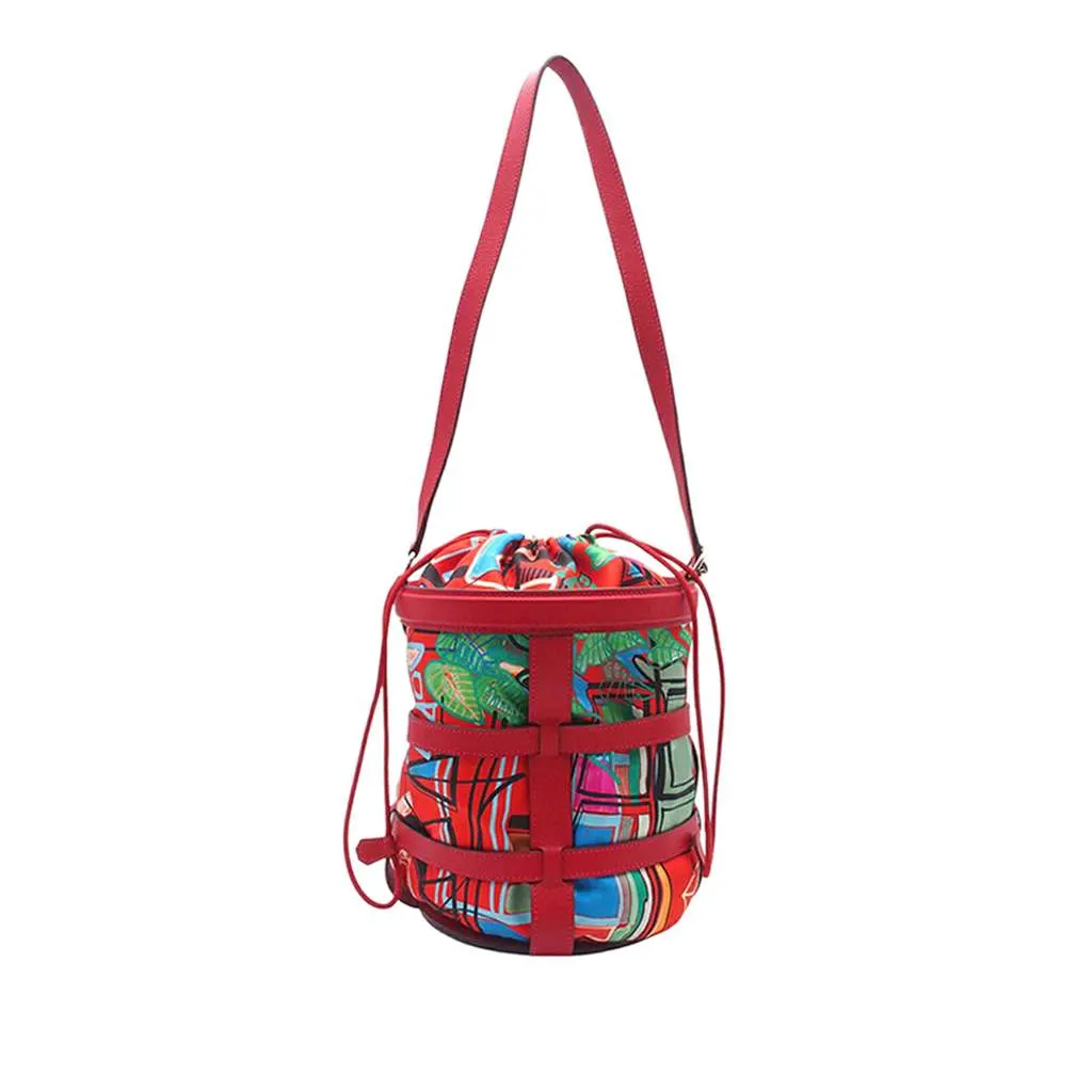 Hermès Silk and Epsom Sac Musardine Red Leather Very good - Front View