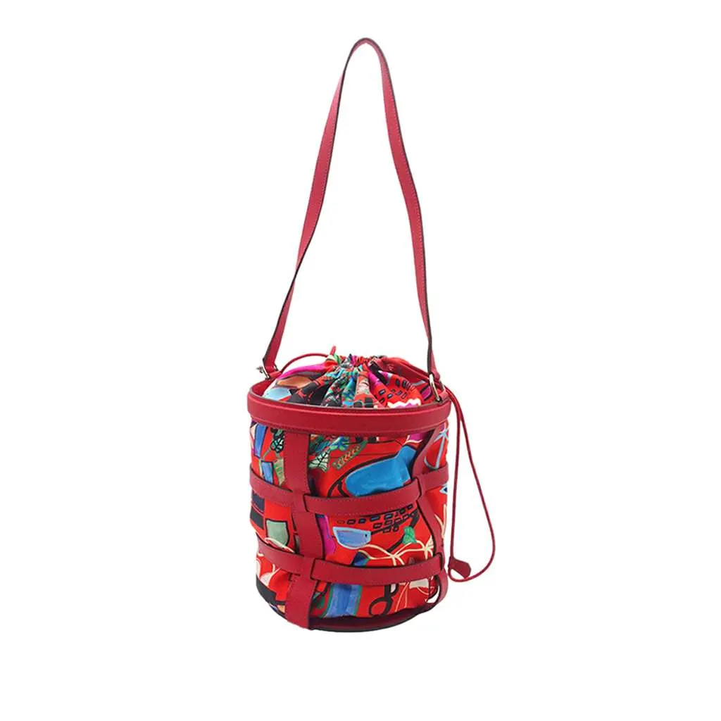 Hermès Silk and Epsom Sac Musardine Red Leather Very good - Back View