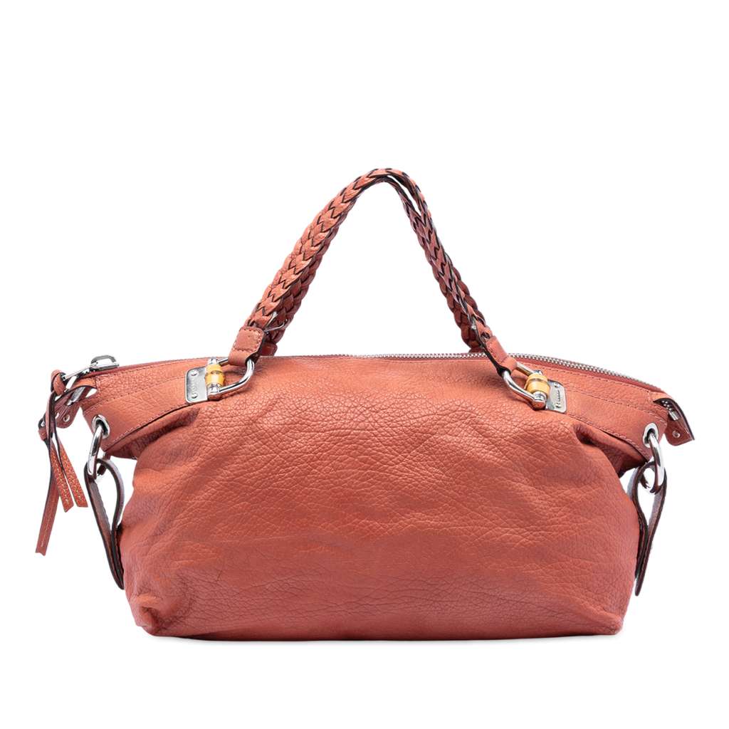Gucci Medium Leather Bamboo Bar Tote