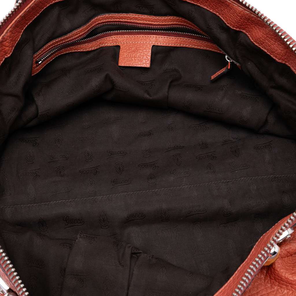 Gucci Medium Leather Bamboo Bar Tote - 4