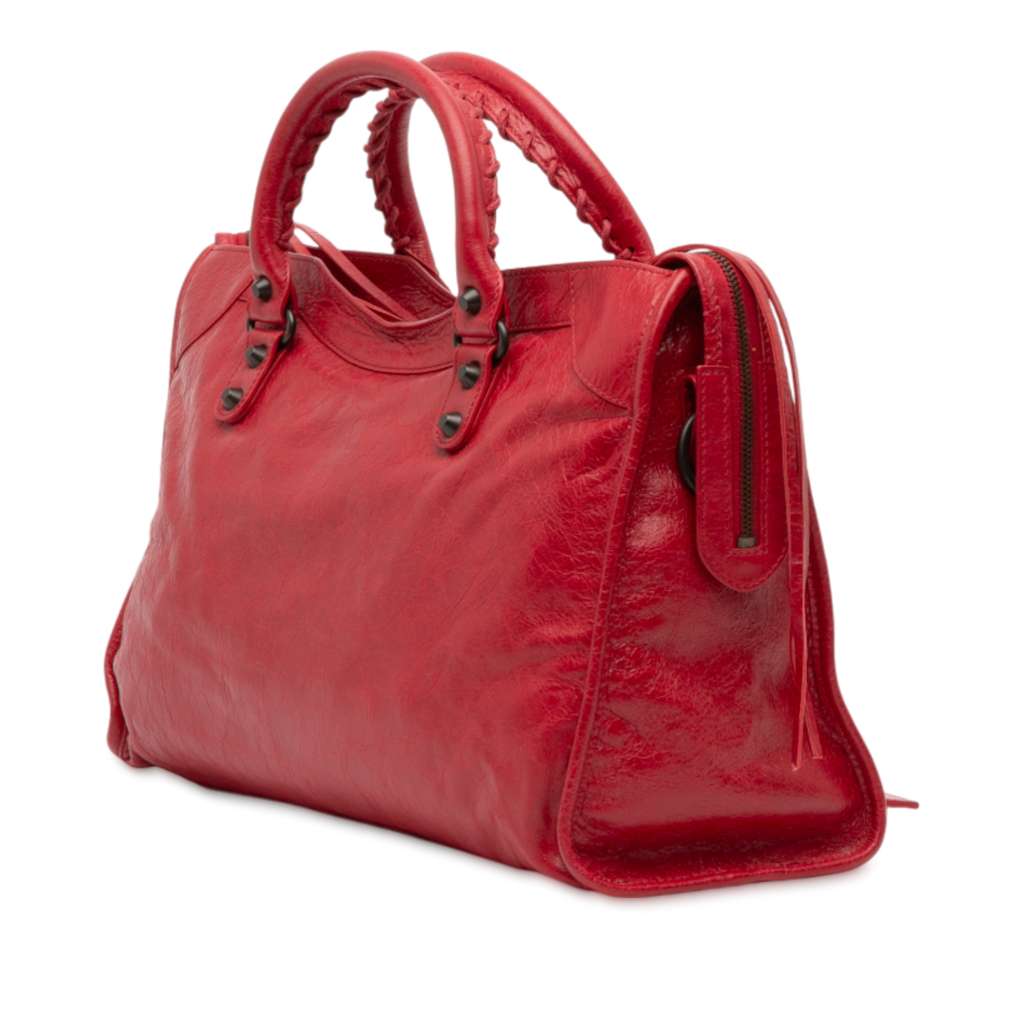 Balenciaga Medium Lambskin Motocross Classic City Satchel - 2