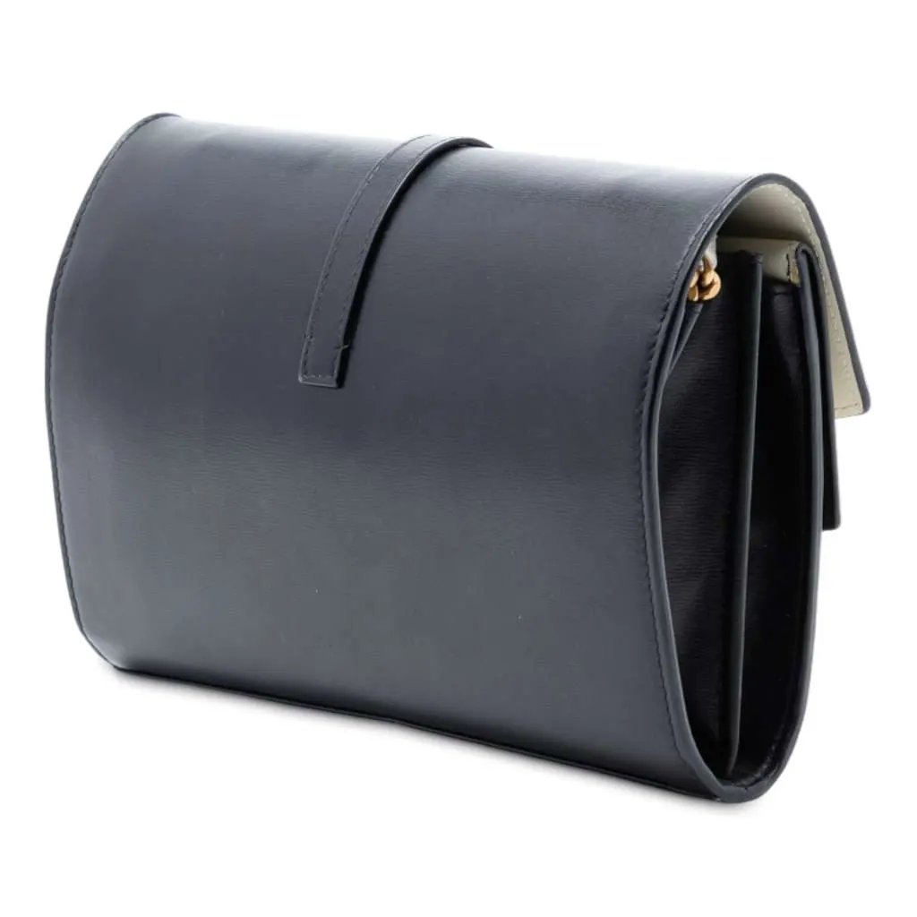 Saint Laurent Bicolor Leather Monogram Sulpice Wallet on Chain Black Leather Good - Back View