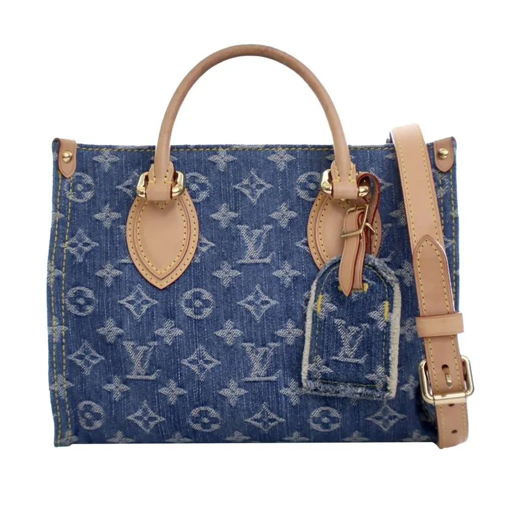 Louis Vuitton Monogram Denim Onthego PM Blue Denim Good - Front View