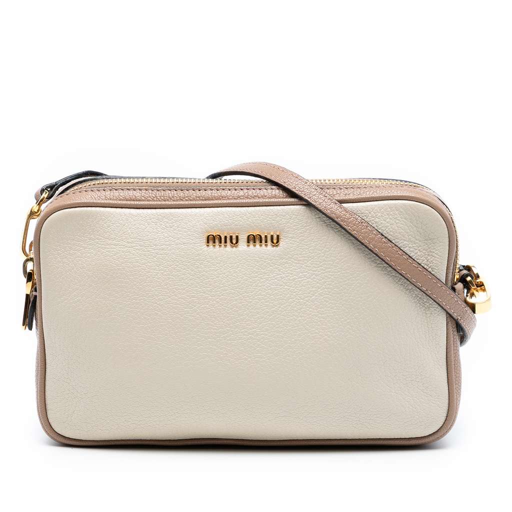 Miu Miu Bicolor Madras Double Zip Camera Bag