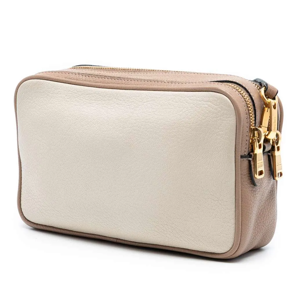 Miu Miu Bicolor Madras Double Zip Camera Bag Brown Leather Good - Back View