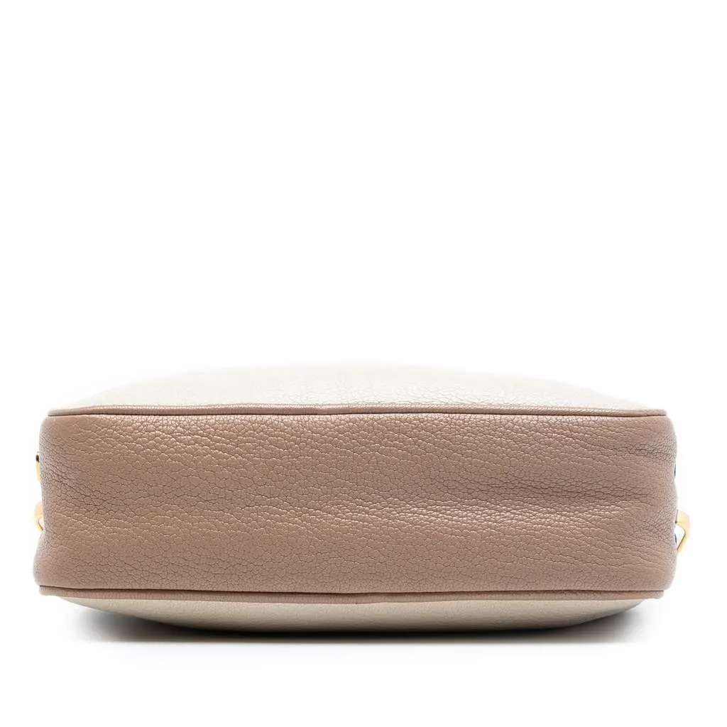 Miu Miu Bicolor Madras Double Zip Camera Bag Brown Leather Good - Inside View