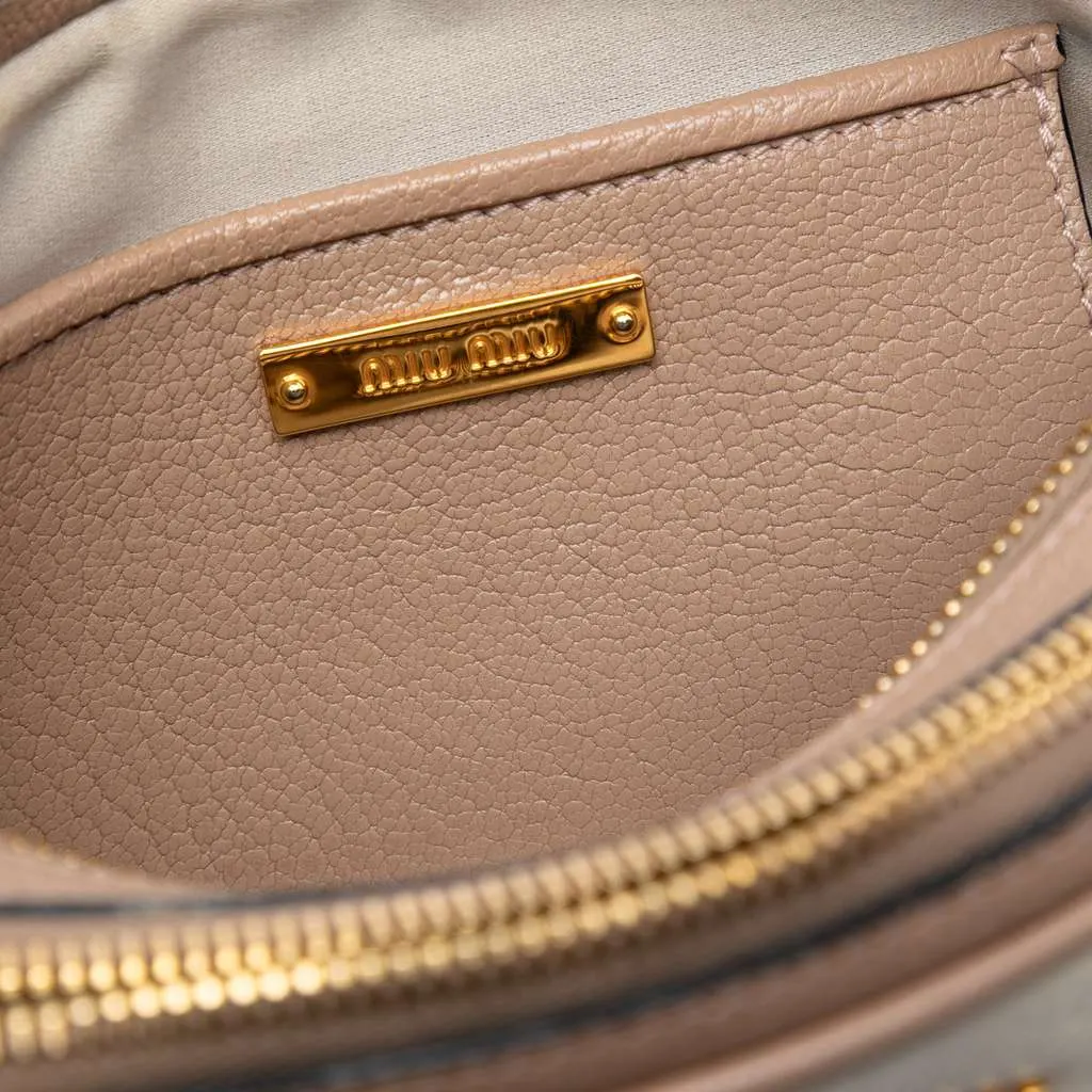 Miu Miu Bicolor Madras Double Zip Camera Bag Brown Leather Good - Box View