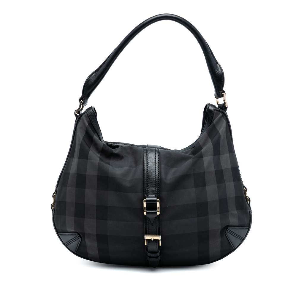 Burberry Grafton Check Nylon Hobo Bag