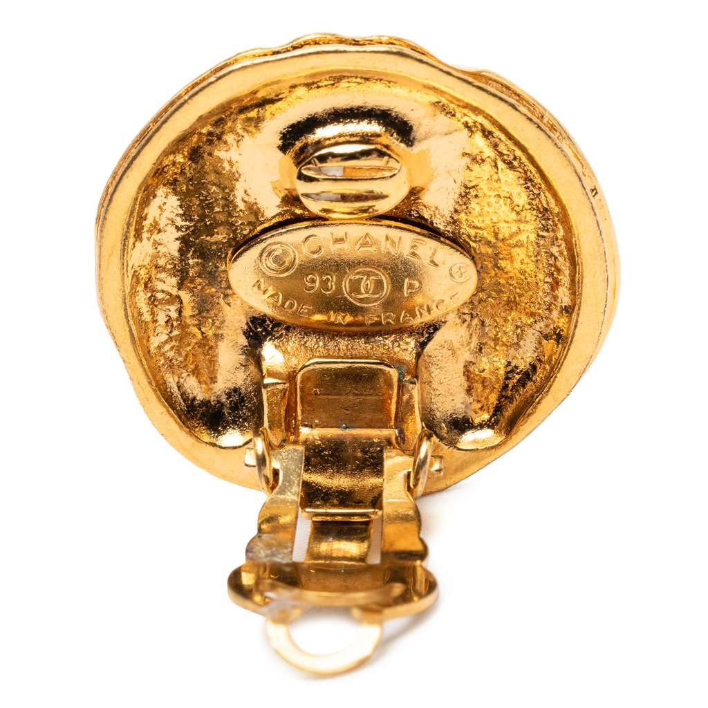 Chanel CC Gold Plated Round Clip On Earrings - 3