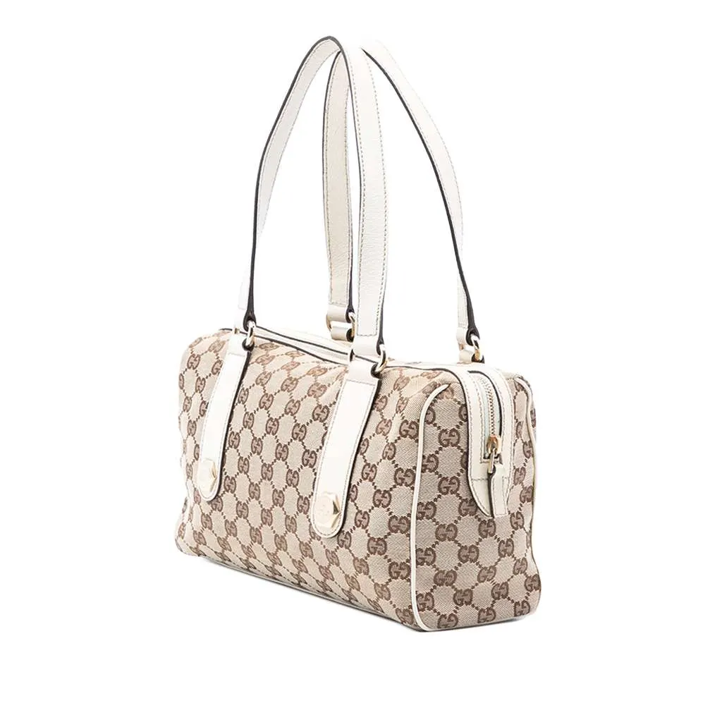 Gucci GG Canvas Charmy Boston Bag Brown Canvas Good - Back View