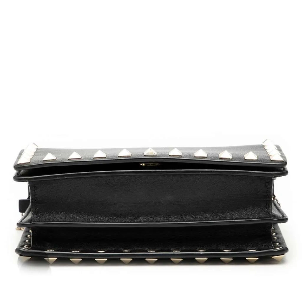 Valentino Leather Rockstud Chain Pouch Black Leather Good - Inside View