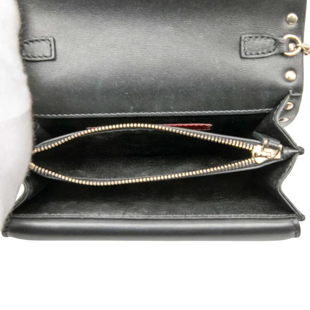 Valentino Leather Rockstud Chain Pouch Black Leather Good - Model View