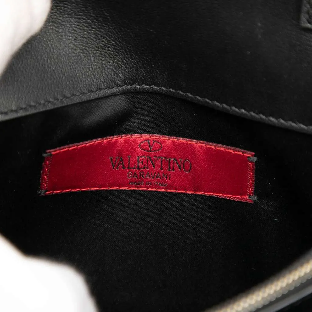 Valentino Leather Rockstud Chain Pouch Black Leather Good - Box View