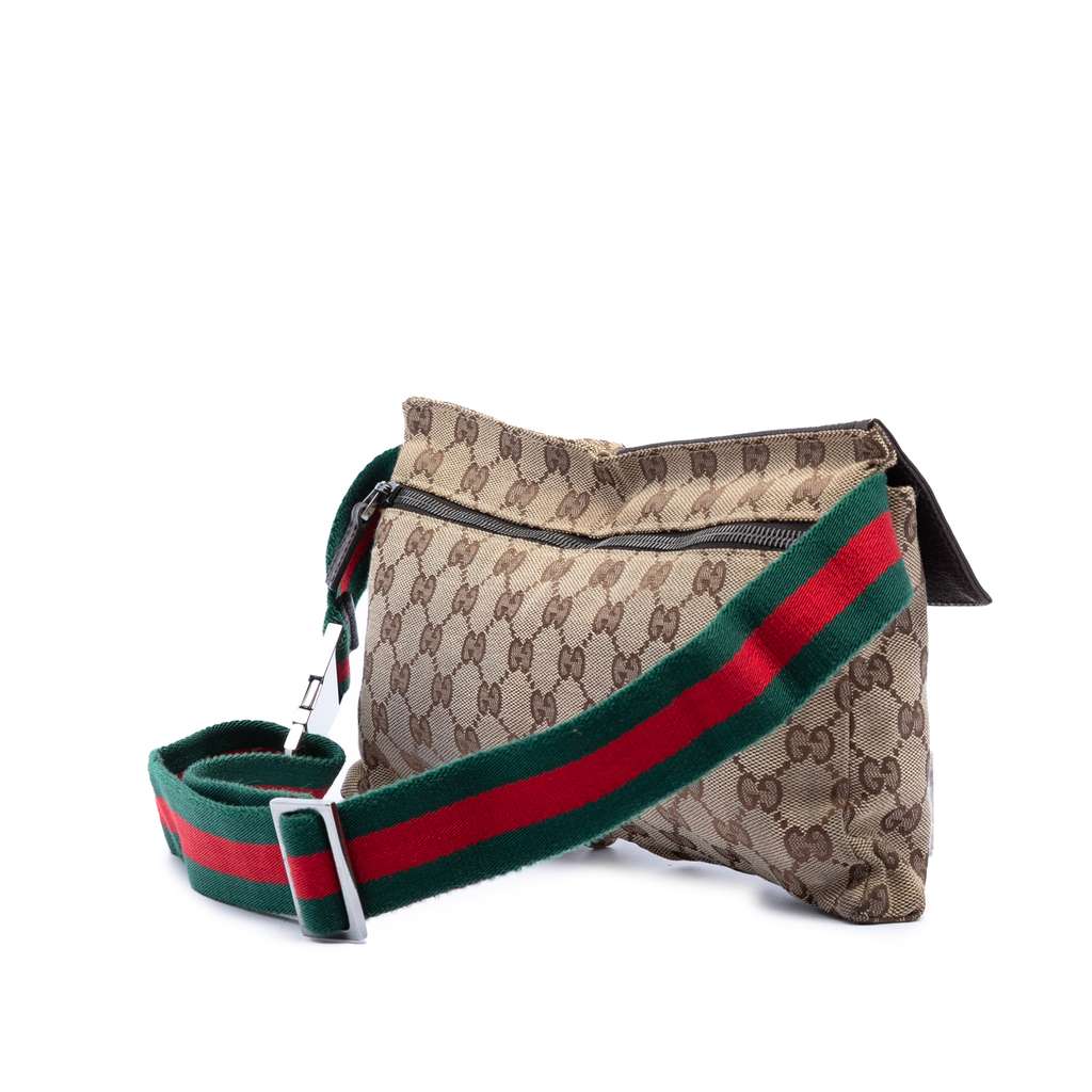 Gucci GG Canvas Web Double Pocket Belt Bag - 2