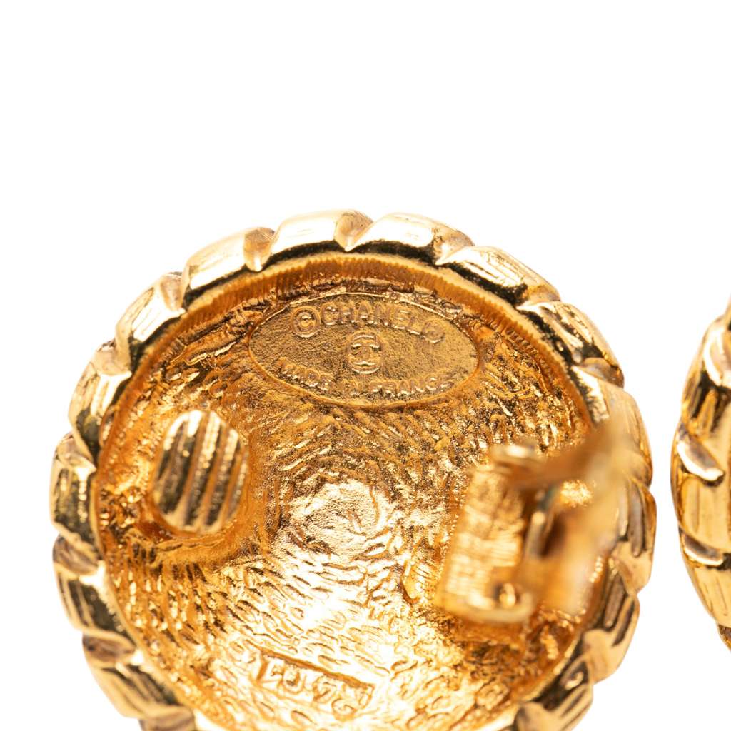 Chanel CC Gold Plated Round Clip On Earrings - 3