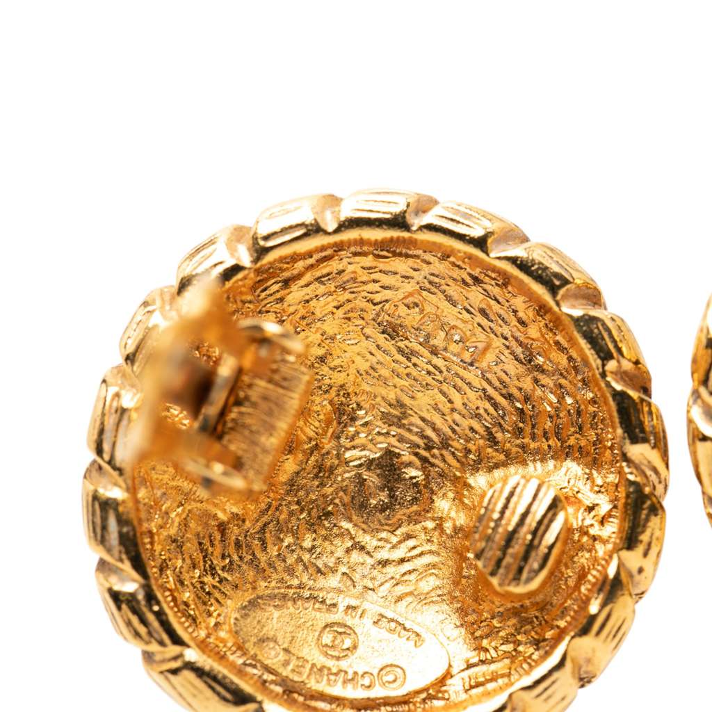 Chanel CC Gold Plated Round Clip On Earrings - 4