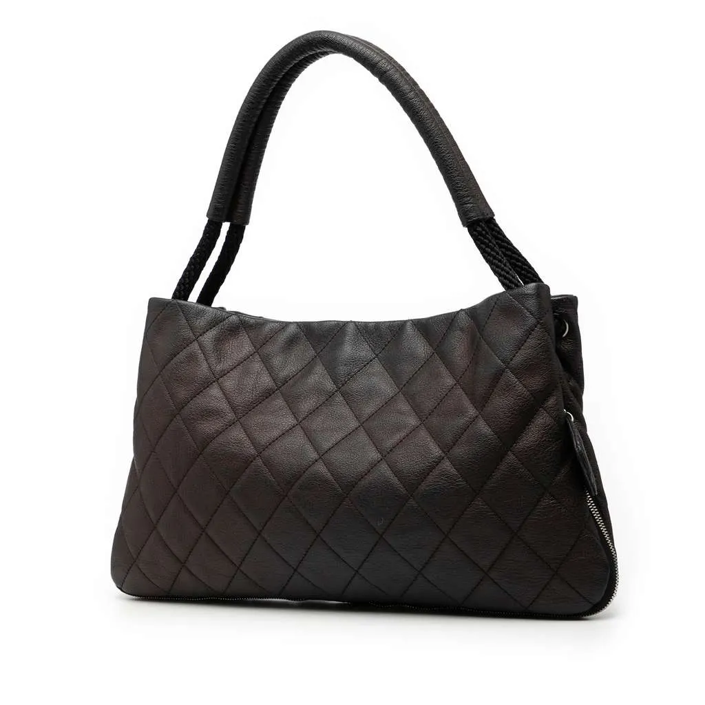 Chanel Medium Quilted Calfskin Yacht Expandable Zip Tote Black Leather Good - Back View