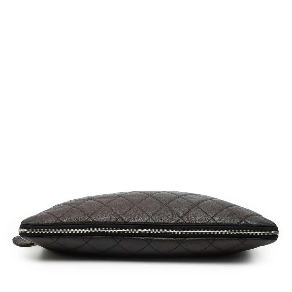 Chanel Medium Quilted Calfskin Yacht Expandable Zip Tote Black Leather Good - Inside View