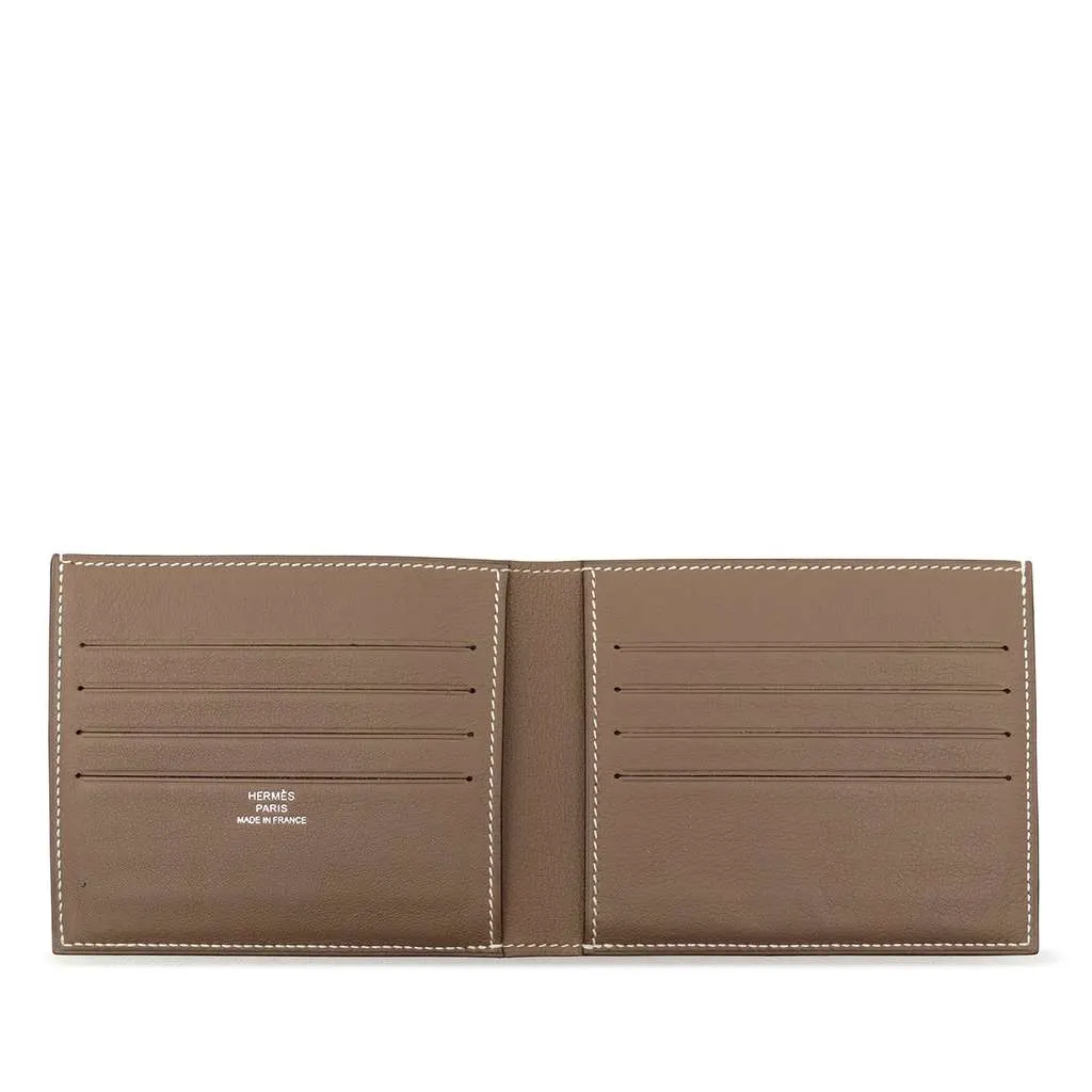 Hermès Swift Citizen Twill Compact Wallet Brown Leather Very good - Box View