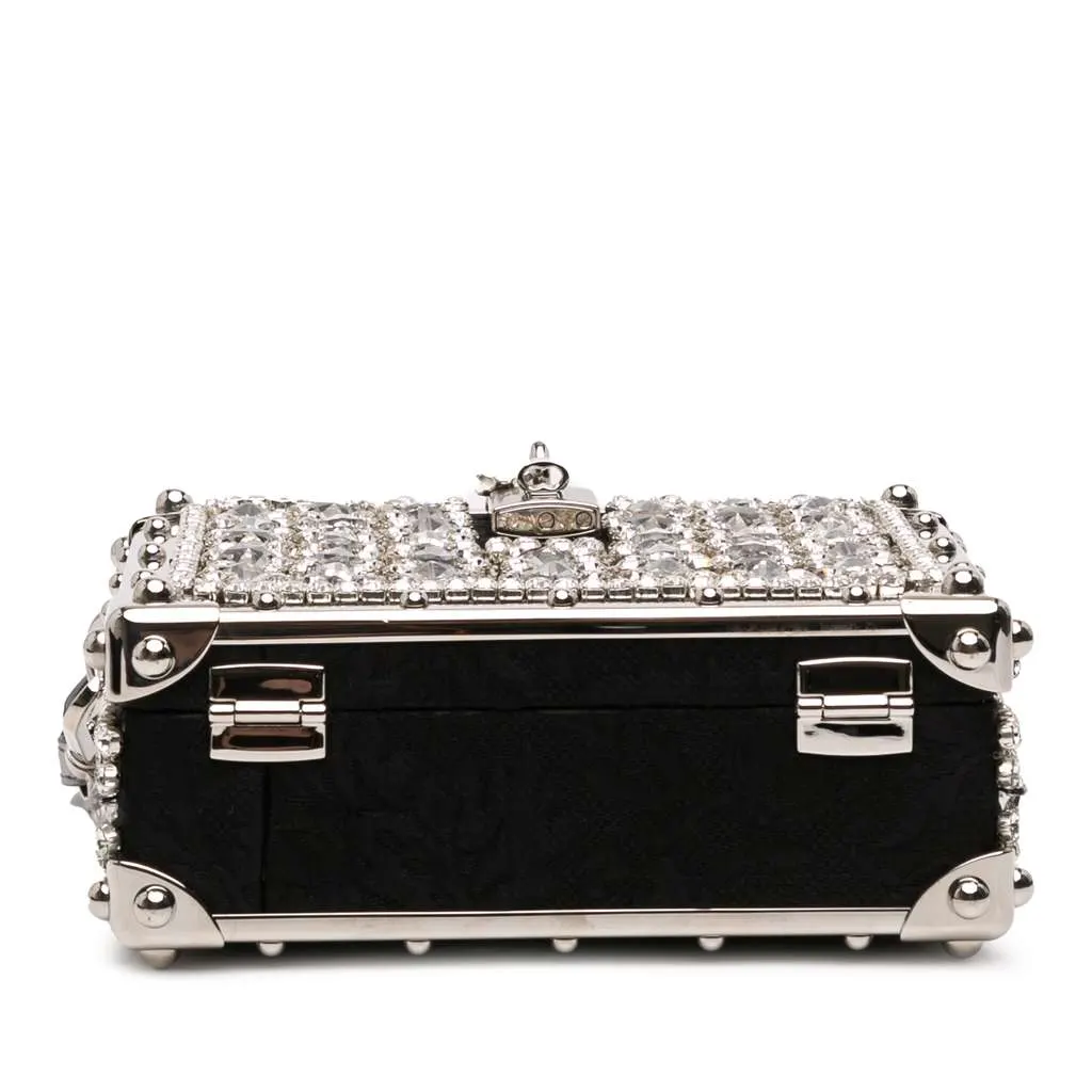 Dolce & Gabbana Rhinestone Embellished Jacquard Dolce Box Bag Black Jacquard Very good - Inside View