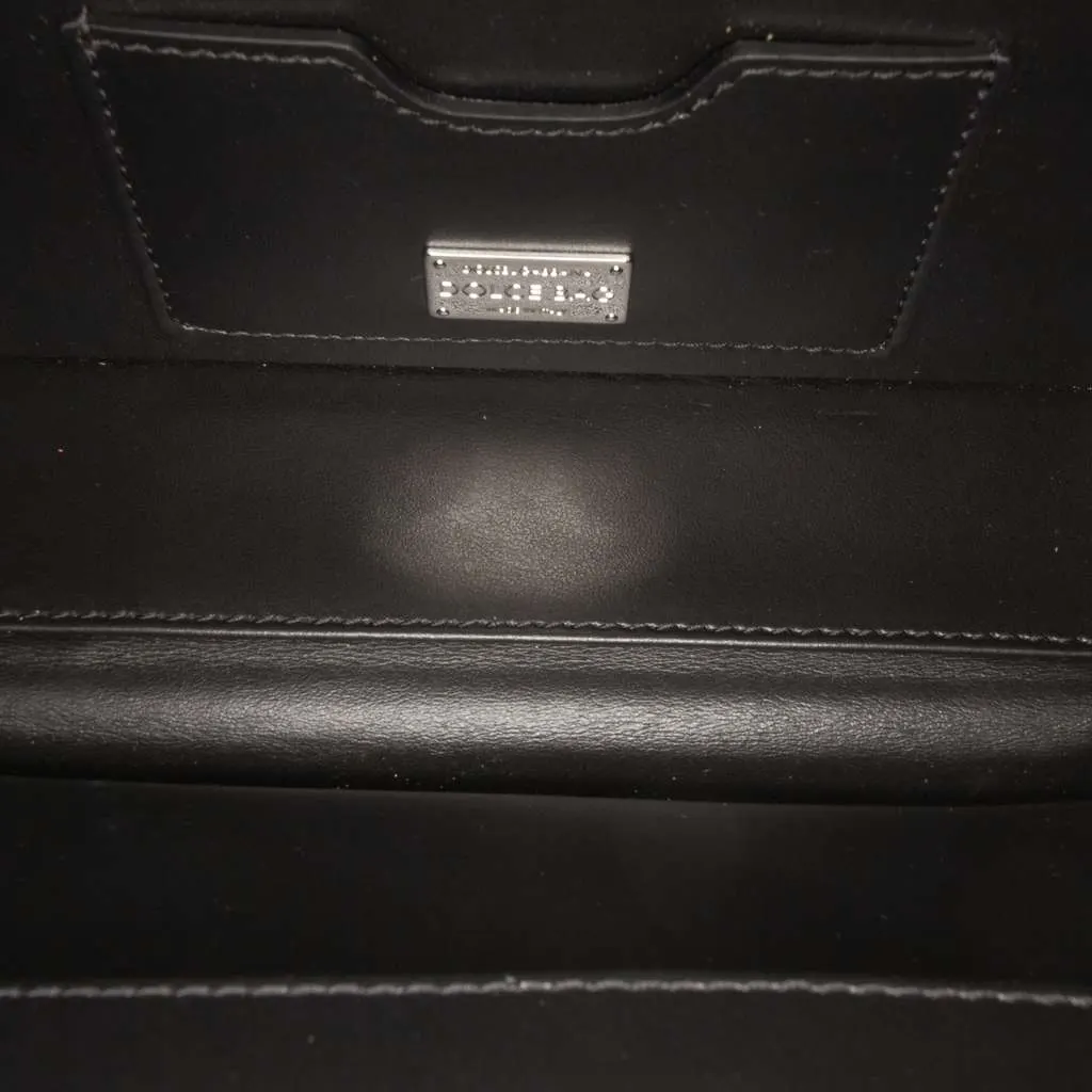 Dolce & Gabbana Rhinestone Embellished Jacquard Dolce Box Bag Black Jacquard Very good - Model View