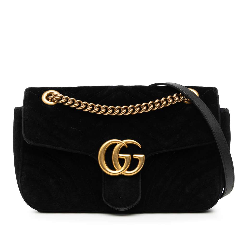 Gucci Medium GG Marmont Matelasse Velvet Shoulder Bag