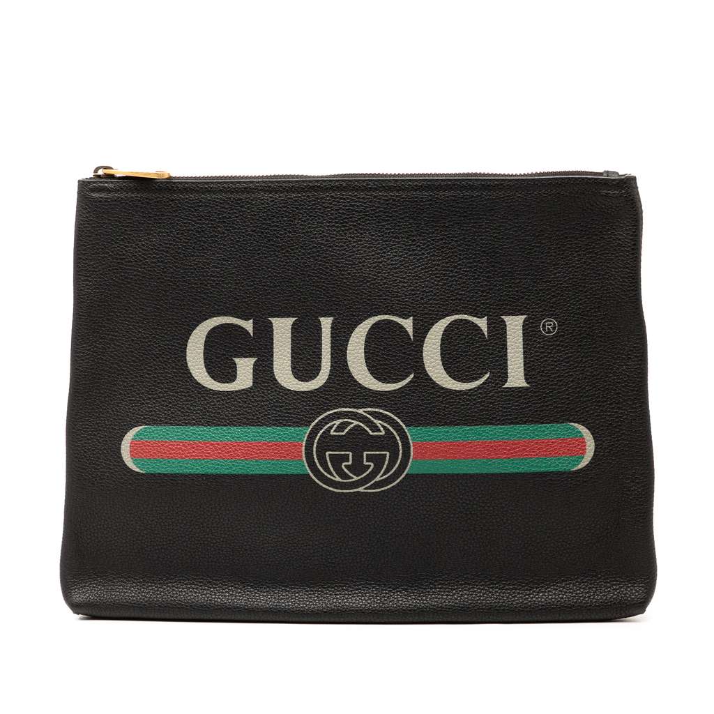Gucci Medium Leather Logo Portfolio Clutch