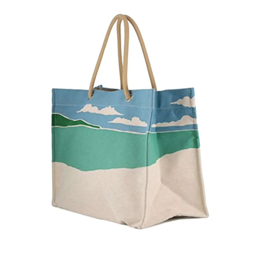 Hermès Toile Escale a la Plage Beach Bag Brown Canvas Never worn - Back View