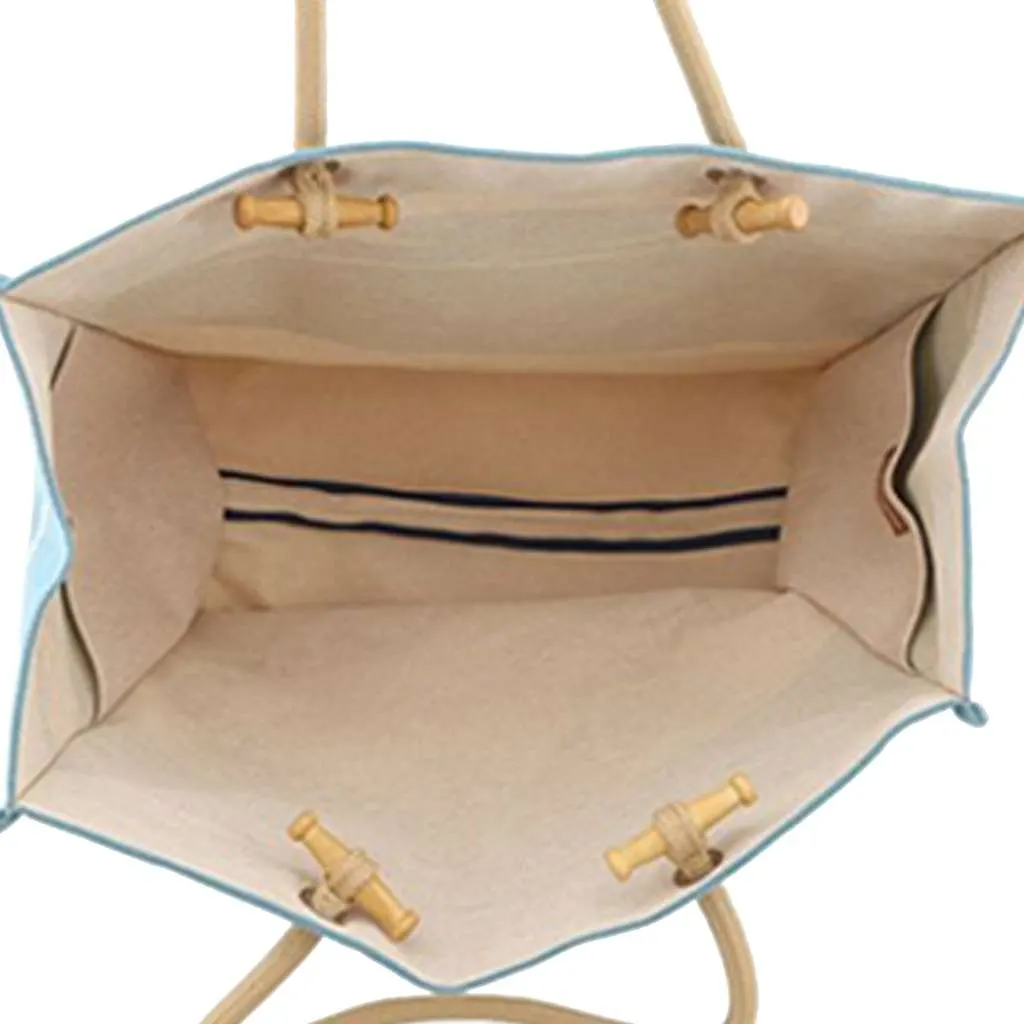 Hermès Toile Escale a la Plage Beach Bag Brown Canvas Never worn - Model View