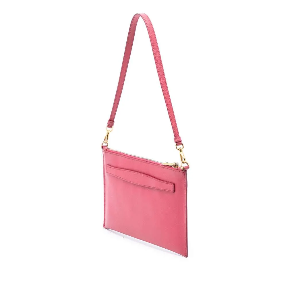 Prada Saffiano Shoulder Bag Pink Leather Very good - Back View