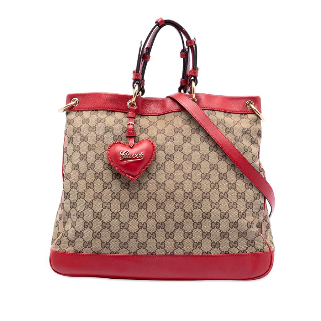 Gucci Medium GG Canvas Valentine Top Handle Bag
