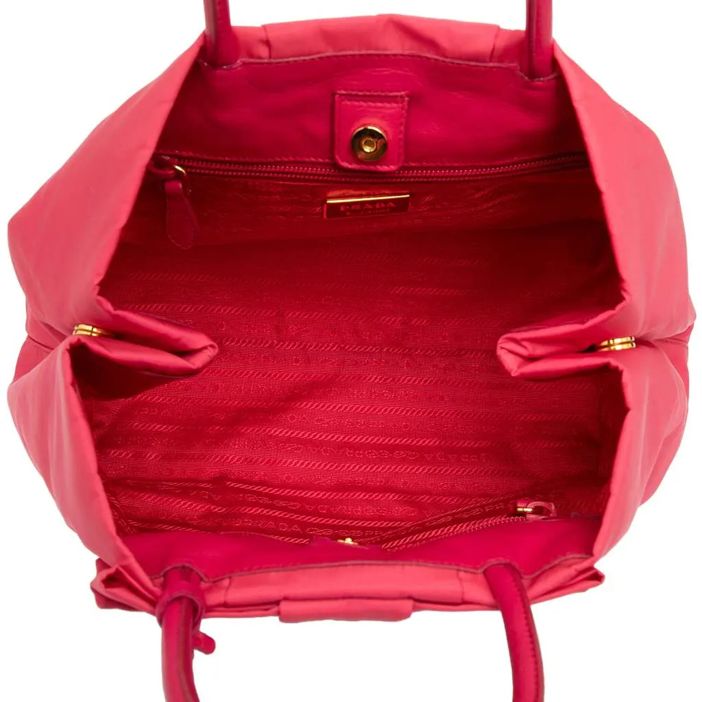 Prada Tessuto Fiocco Bow Tote Pink Good - Model View