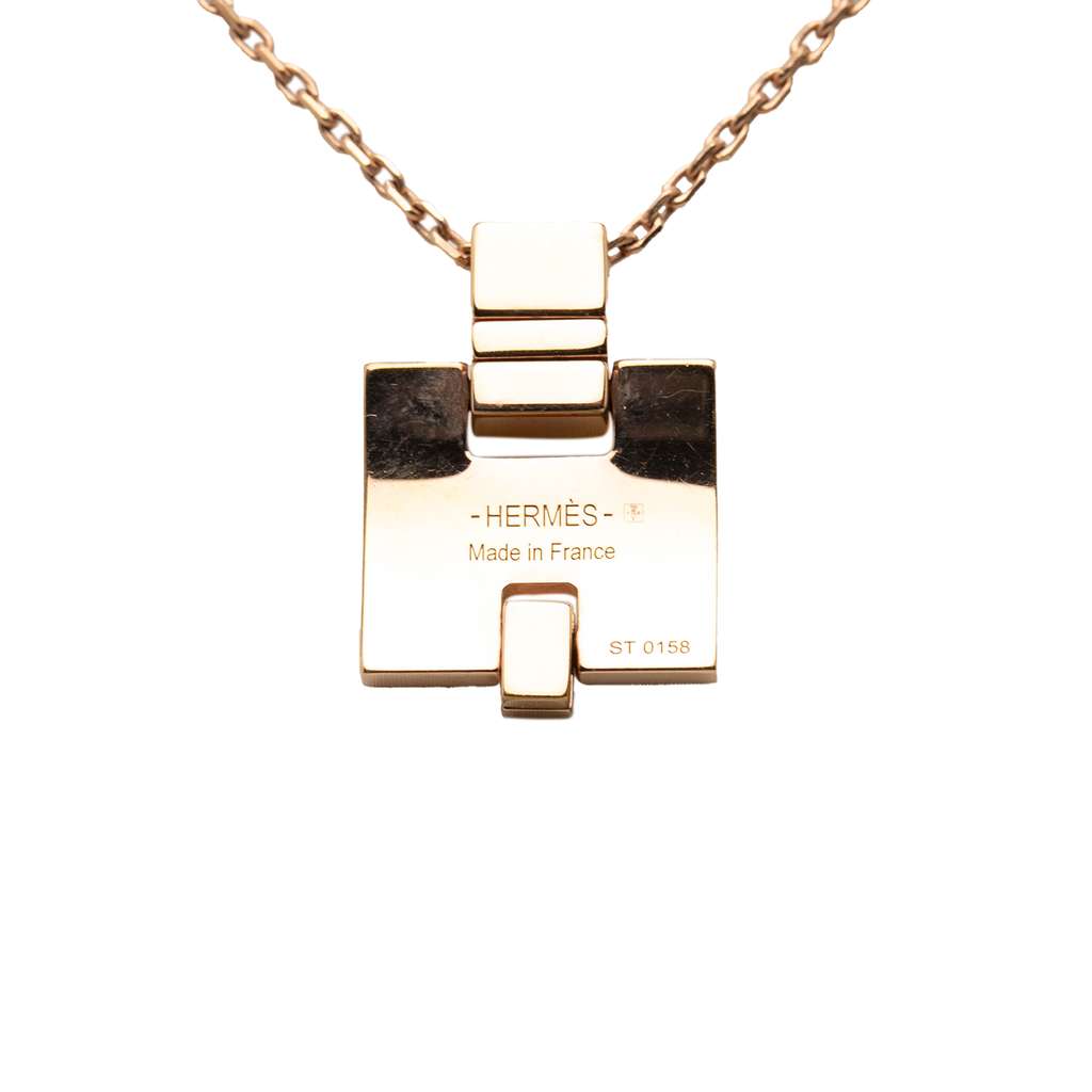 Hermès Gold Plated and Enamel Eileen Pendant Necklace - 4