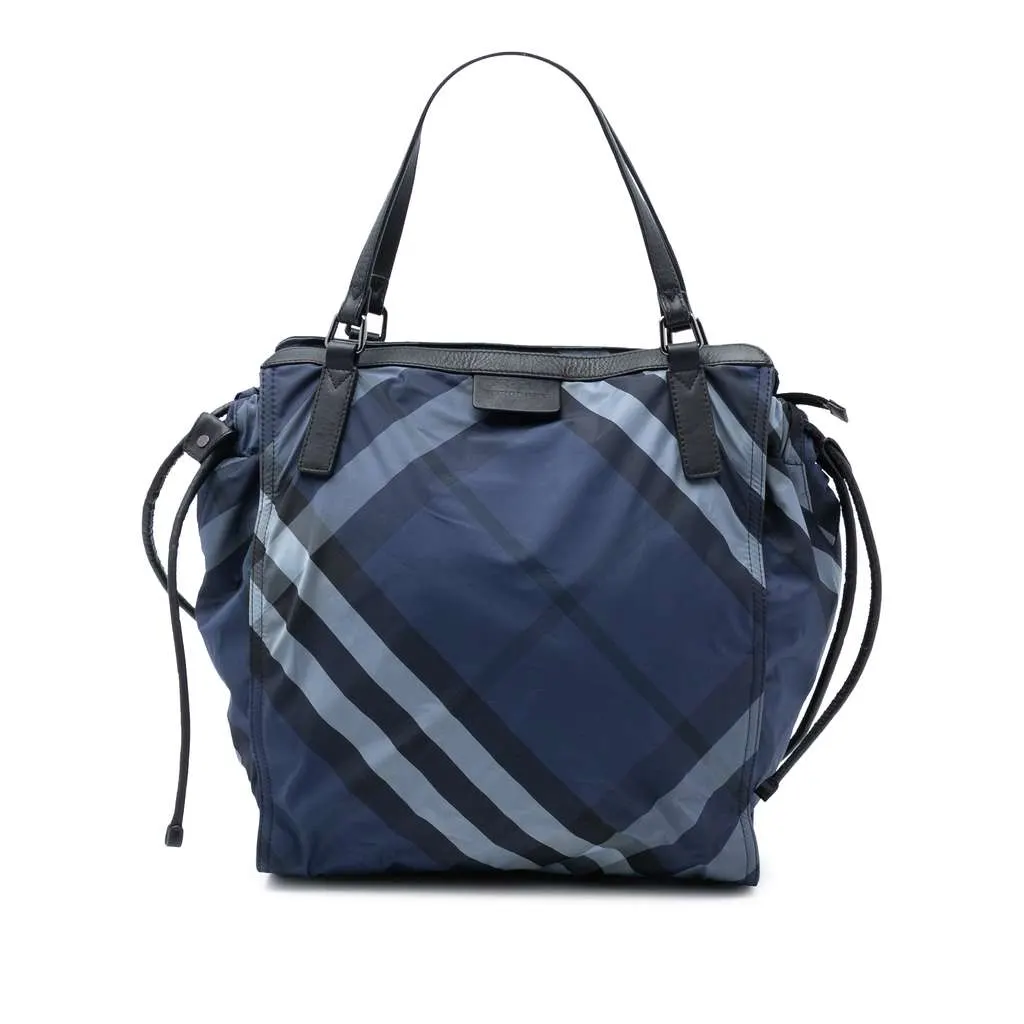 Burberry Supernova Check Nylon Buckleigh Tote Blue Very good - Front View
