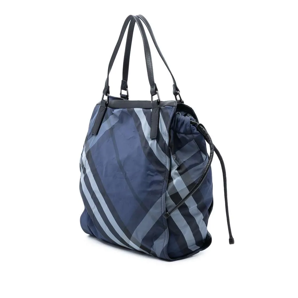 Burberry Supernova Check Nylon Buckleigh Tote Blue Very good - Back View