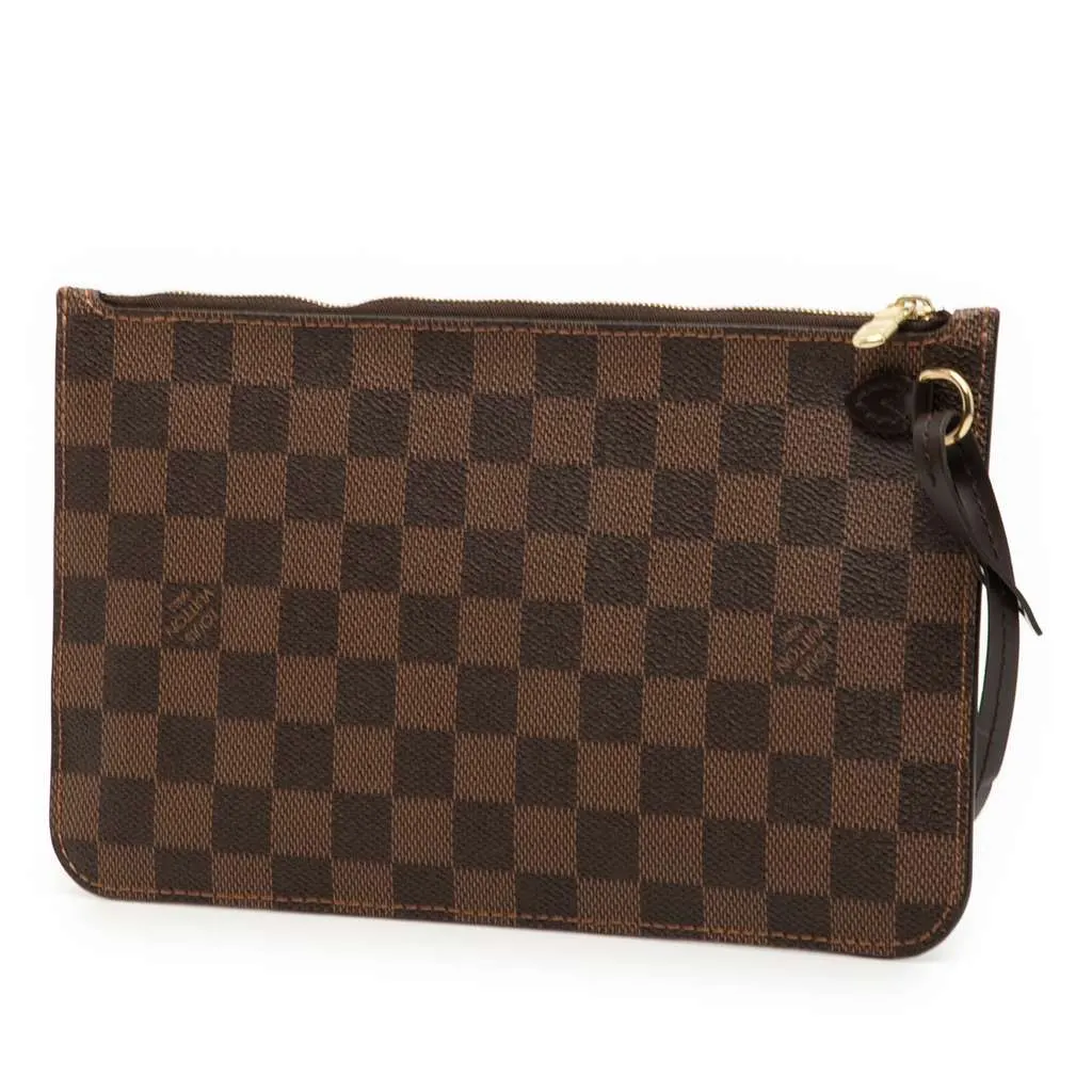 Louis Vuitton Damier Ebene Neverfull MM Pouch Brown Good - Back View