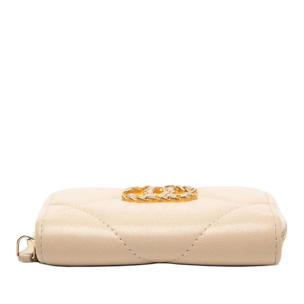 Chanel Quilted Lambskin 19 Zip Coin Purse Brown Leather Very good - Inside View